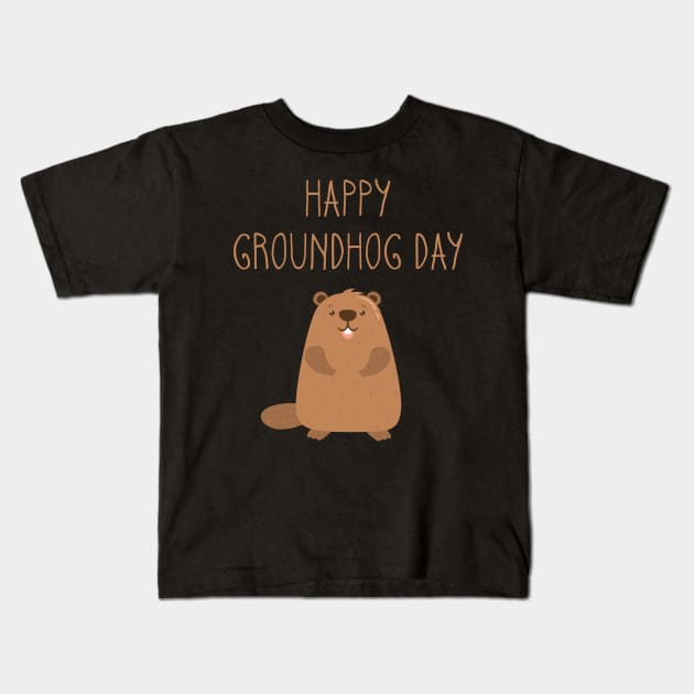 2019 Happy Groundhog Day Kids T-Shirt by vladocar